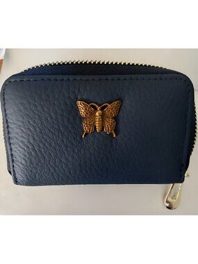 RFID Credit Card Holder for Women Small Leather Zipper Card Case Wallet, Black